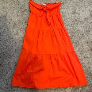 Orange strapless dress
